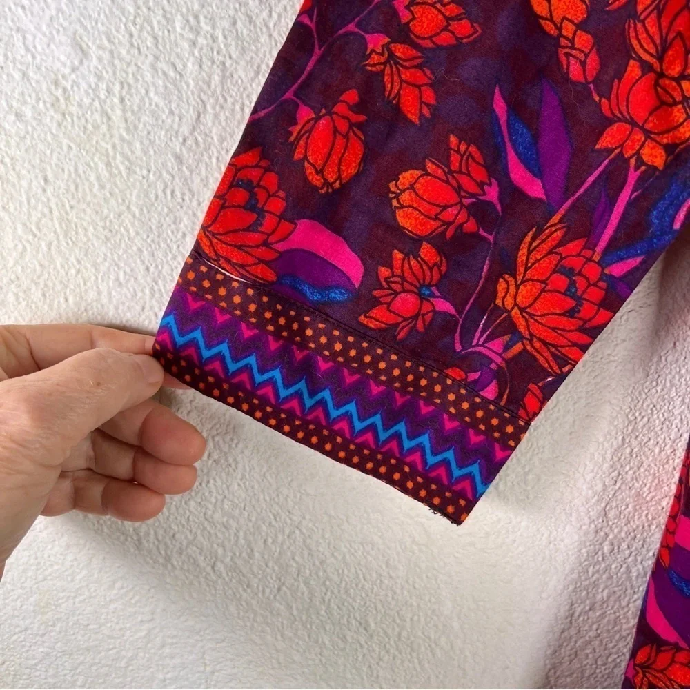 BIBA KURTA/Tunic. Red, Blue & Purple w/Sequins at neck. Size 36. 100% Cotton - Picture 5 of 8